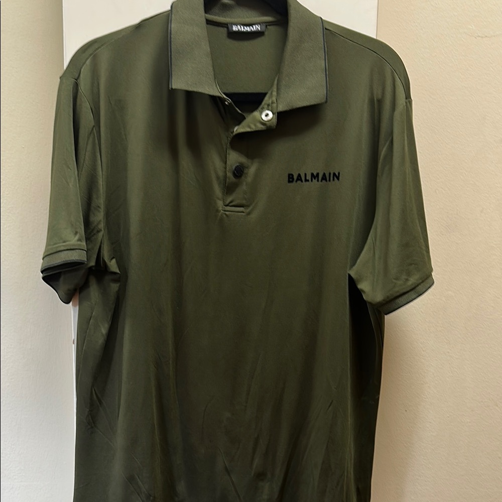 Balmain deep olive green Polo Shirt large